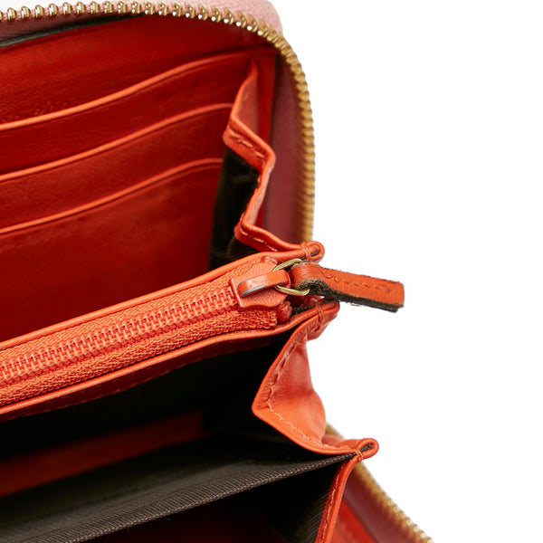 グッチ GGスプリーム リボン 388680 ブラウン ピンク PVC レザー ラウンドファスナー 長財布 レディース GUCCI 【中古】