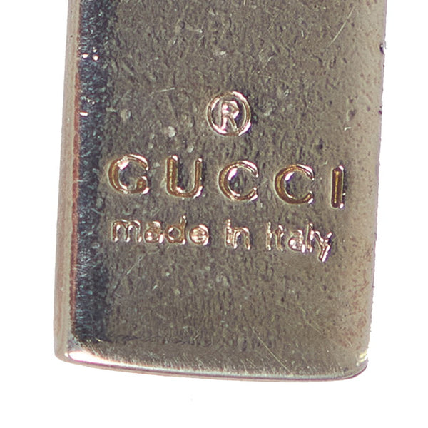 グッチ ブラック シルバー レザー メタル 携帯ストラップ ネックストラップ　 レディース GUCCI 【中古】