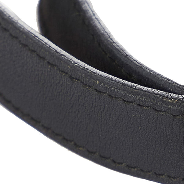 グッチ ブラック シルバー レザー メタル 携帯ストラップ ネックストラップ　 レディース GUCCI 【中古】