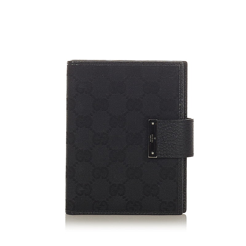 グッチ GGキャンバス 115240 ブラック キャンバス レザー 手帳カバー レディース GUCCI 【中古】