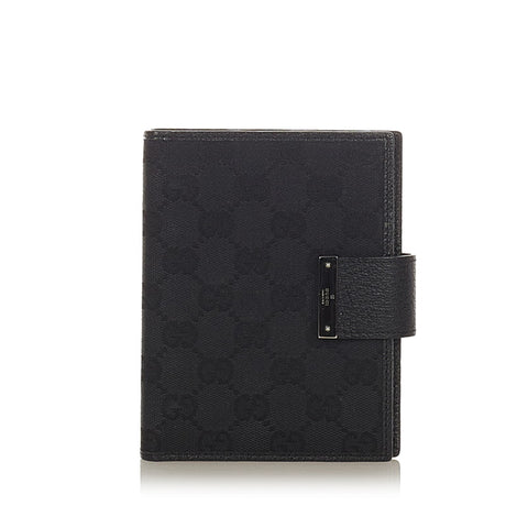 グッチ GGキャンバス 115240 ブラック キャンバス レザー 手帳カバー レディース GUCCI 【中古】