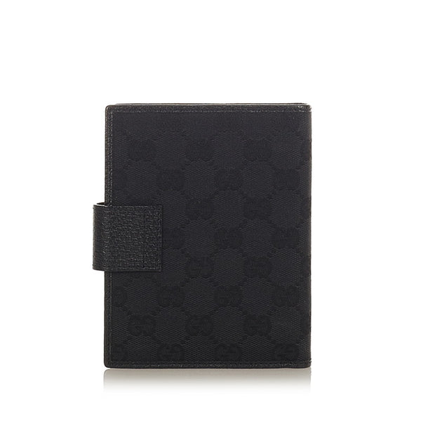 グッチ GGキャンバス 115240 ブラック キャンバス レザー 手帳カバー レディース GUCCI 【中古】