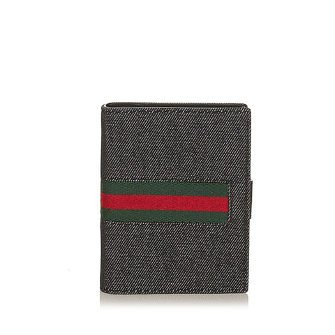 グッチ シェリーライン 04268 ブラック キャンバス 手帳カバー レディース GUCCI 【中古】