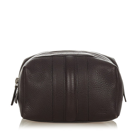 グッチ コスメポーチ 256636 ダークブラウン レザー ポーチ レディース GUCCI 【中古】