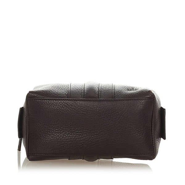 グッチ コスメポーチ 256636 ダークブラウン レザー ポーチ レディース GUCCI 【中古】