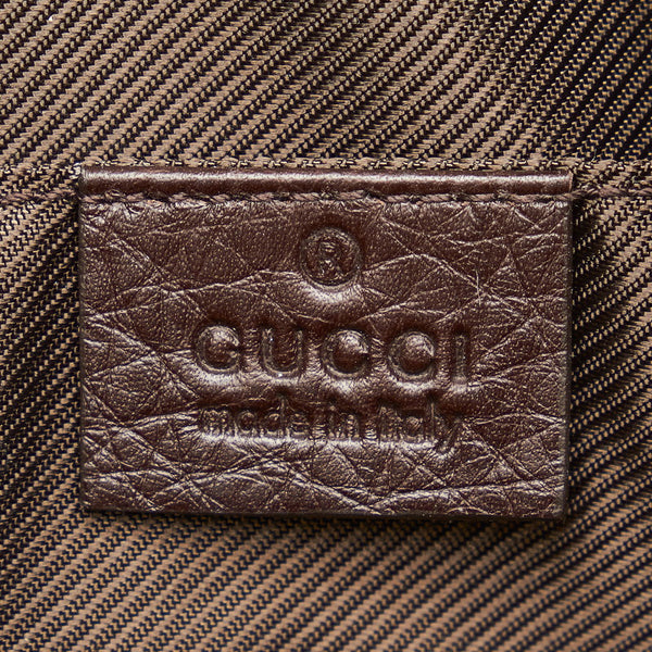 グッチ コスメポーチ 256636 ダークブラウン レザー ポーチ レディース GUCCI 【中古】
