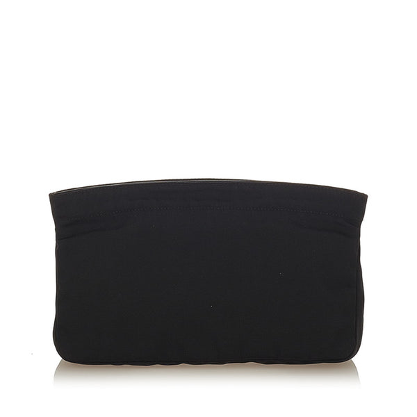 グッチ ロゴプレート 039 0969 ブラック キャンバス ポーチ レディース GUCCI 【中古】