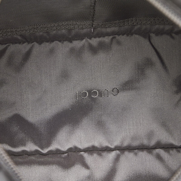 グッチ ロゴプレート 039 0969 ブラック キャンバス ポーチ レディース GUCCI 【中古】