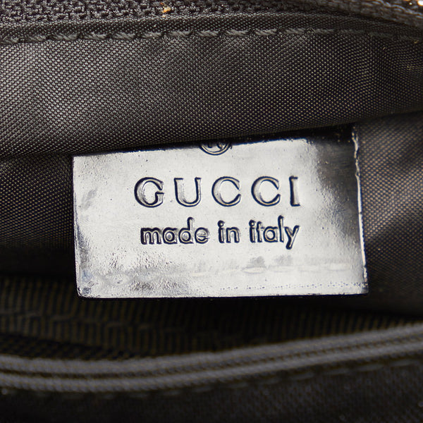 グッチ ロゴプレート 039 0969 ブラック キャンバス ポーチ レディース GUCCI 【中古】