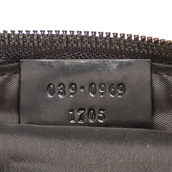 グッチ ロゴプレート 039 0969 ブラック キャンバス ポーチ レディース GUCCI 【中古】