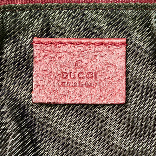 グッチ GGキャンバス 07198 ベージュ ピンク キャンバス レザー ポーチ レディース GUCCI 【中古】