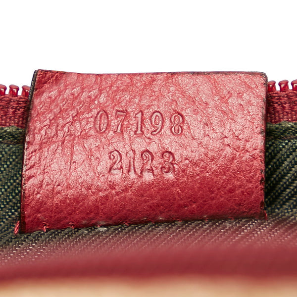 グッチ GGキャンバス 07198 ベージュ ピンク キャンバス レザー ポーチ レディース GUCCI 【中古】