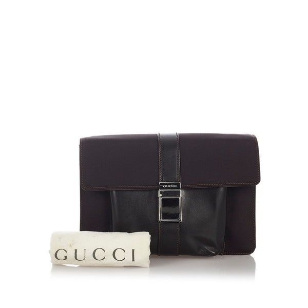 グッチ セカンドバッグ 018 0008 ブラウン キャンバス レザー メンズ GUCCI 【中古】