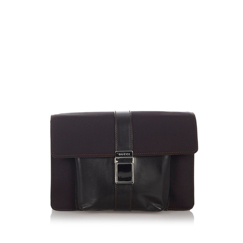 グッチ セカンドバッグ 018 0008 ブラウン キャンバス レザー メンズ GUCCI 【中古】