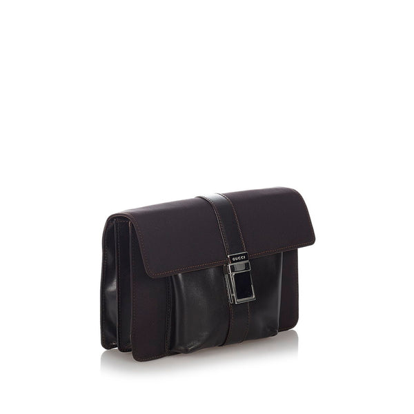 グッチ セカンドバッグ 018 0008 ブラウン キャンバス レザー メンズ GUCCI 【中古】