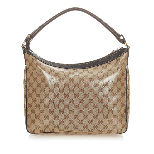 グッチ ＧＧクリスタル 239581 ブラウン  レザー コーティングキャンバス ショルダーバッグ レディース GUCCI 【中古】