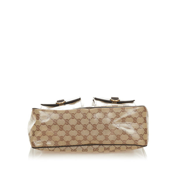 グッチ ＧＧクリスタル 239581 ブラウン  レザー コーティングキャンバス ショルダーバッグ レディース GUCCI 【中古】