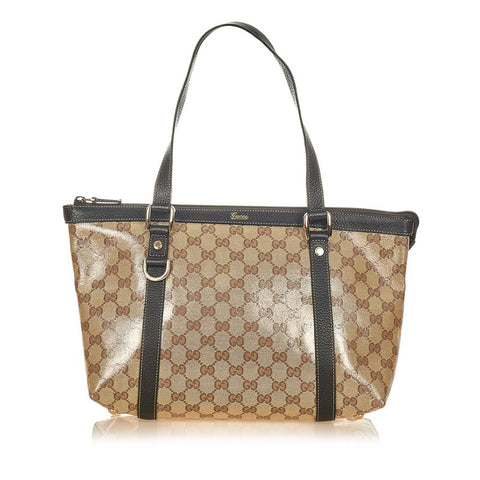 グッチ GGクリスタル アビー 268640 ベージュ ブラウン PVC レザー ショルダーバッグ レディース GUCCI 【中古】