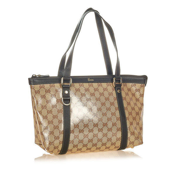 グッチ GGクリスタル アビー 268640 ベージュ ブラウン PVC レザー ショルダーバッグ レディース GUCCI 【中古】