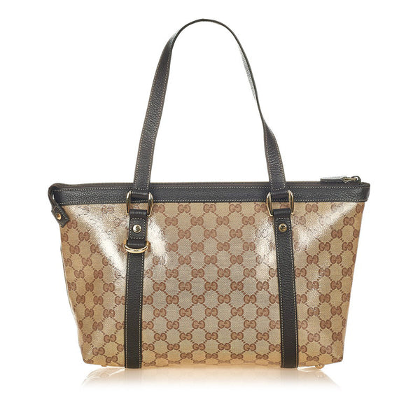 グッチ GGクリスタル アビー 268640 ベージュ ブラウン PVC レザー ショルダーバッグ レディース GUCCI 【中古】