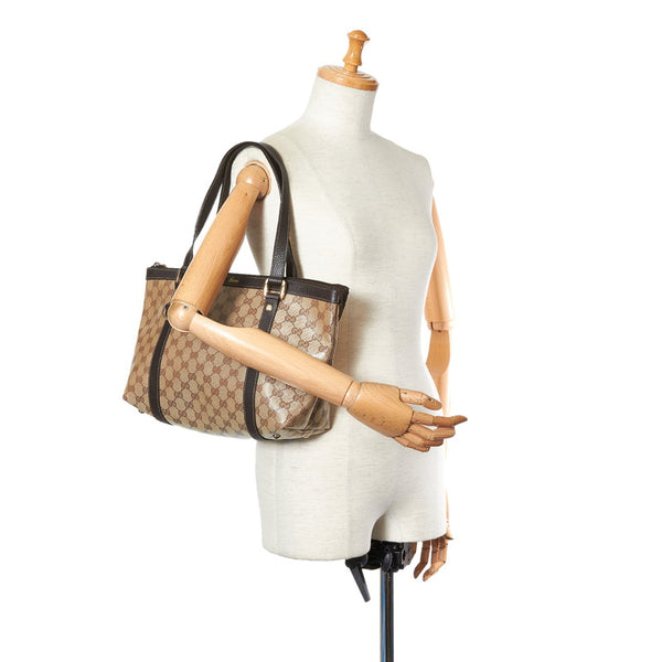 グッチ GGクリスタル アビー 268640 ベージュ ブラウン PVC レザー ショルダーバッグ レディース GUCCI 【中古】