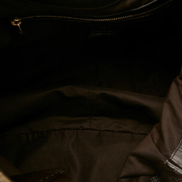 グッチ GGキャンバス 203504 ブラウン ベージュ キャンバス レザー ショルダーバッグ レディース GUCCI 【中古】