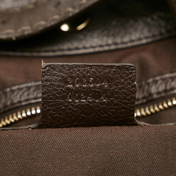 グッチ GGキャンバス 203504 ブラウン ベージュ キャンバス レザー ショルダーバッグ レディース GUCCI 【中古】