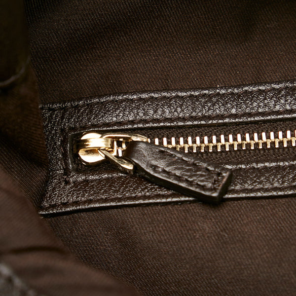 グッチ GGキャンバス 203504 ブラウン ベージュ キャンバス レザー ショルダーバッグ レディース GUCCI 【中古】