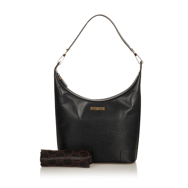 グッチ ロゴプレート 0014204 ブラック レザー ワンショルダー レディース GUCCI 【中古】