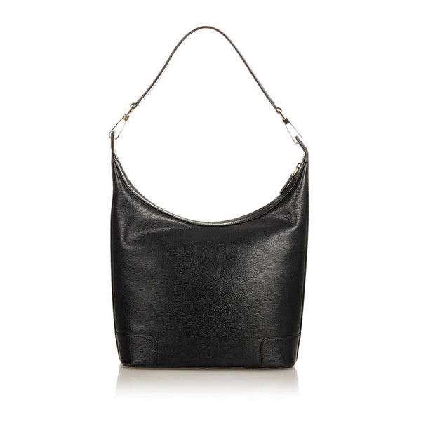 グッチ ロゴプレート 0014204 ブラック レザー ワンショルダー レディース GUCCI 【中古】