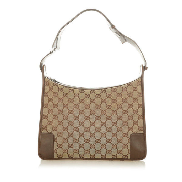 グッチ GGキャンバス 001 4205 ブラウン キャンバス レザー ワンショルダー レディース GUCCI 【中古】