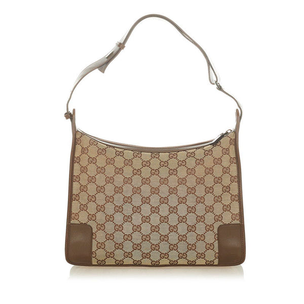 グッチ GGキャンバス 001 4205 ブラウン キャンバス レザー ワンショルダー レディース GUCCI 【中古】