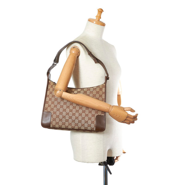 グッチ GGキャンバス 001 4205 ブラウン キャンバス レザー ワンショルダー レディース GUCCI 【中古】