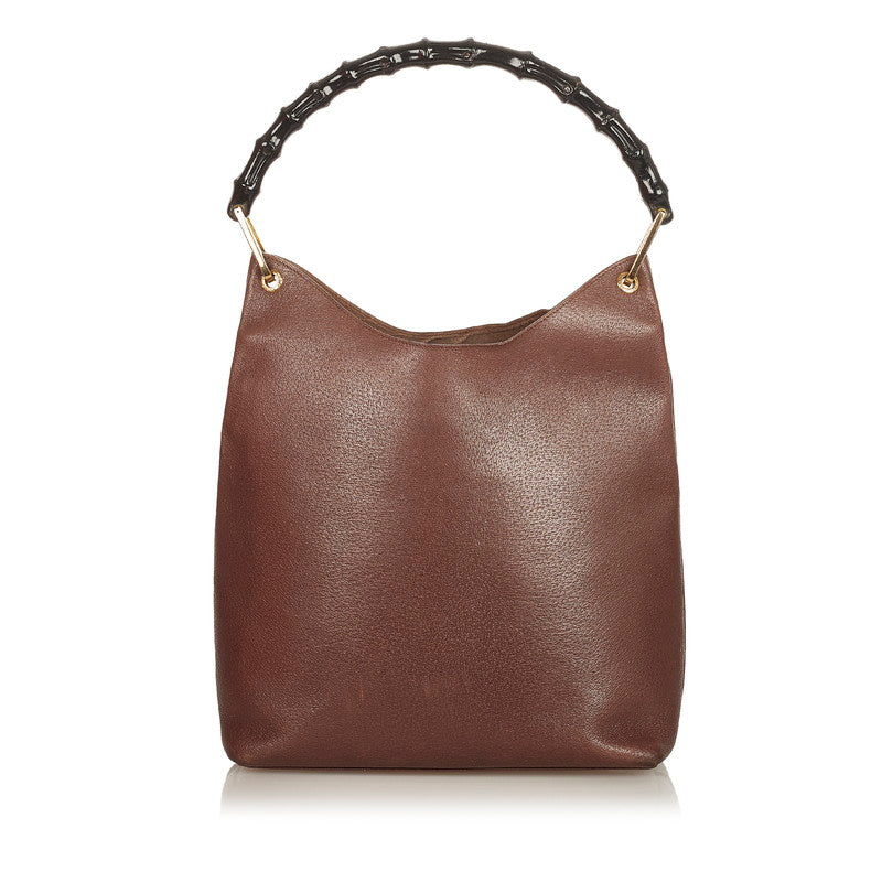 グッチ バンブー 001 1881 ブラウン レザー 肩掛け ショルダーバッグ レディース GUCCI 【中古】