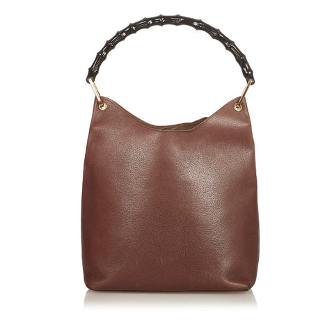 グッチ バンブー 001 1881 ブラウン レザー 肩掛け ショルダーバッグ レディース GUCCI 【中古】