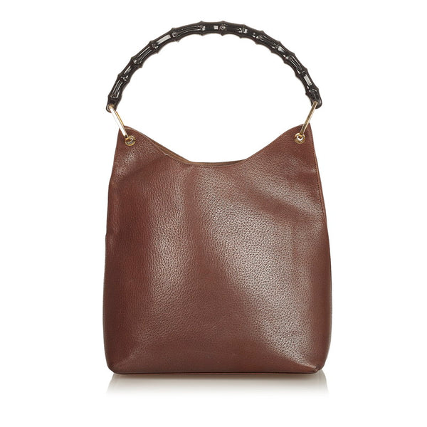 グッチ バンブー 001 1881 ブラウン レザー 肩掛け ショルダーバッグ レディース GUCCI 【中古】