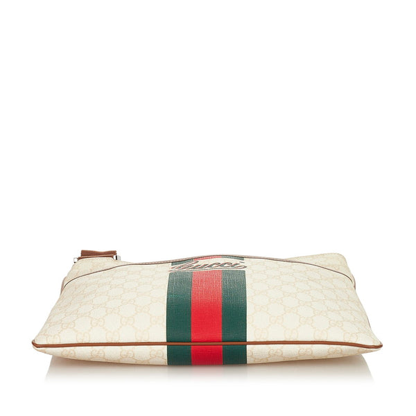 グッチ GGスプリーム シェリーライン 189816 ホワイト PVC レザー 斜め掛け ショルダーバッグ メンズ GUCCI 【中古】