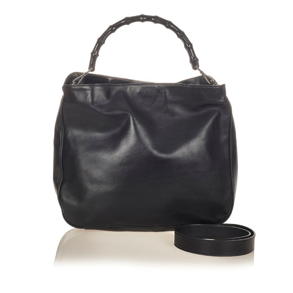 グッチ バンブー ハンドバッグ ショルダーバッグ 2WAY 001 1577 ブラック レザー レディース GUCCI 【中古】
