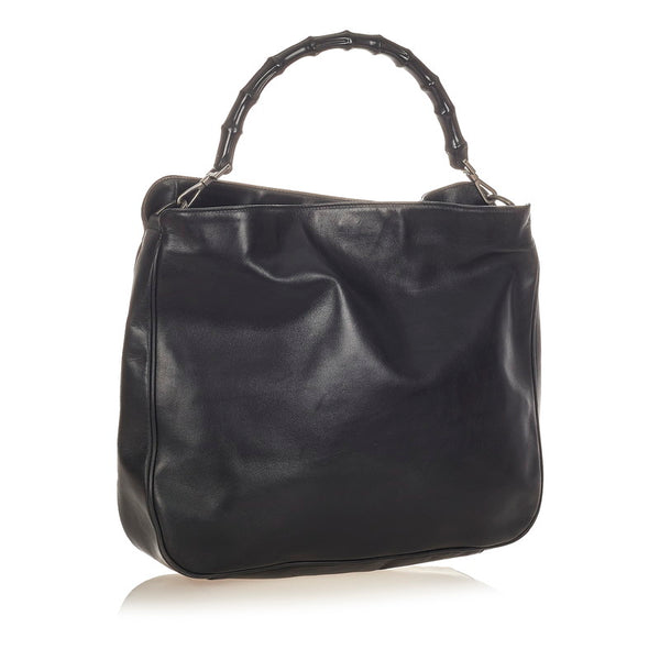 グッチ バンブー ハンドバッグ ショルダーバッグ 2WAY 001 1577 ブラック レザー レディース GUCCI 【中古】