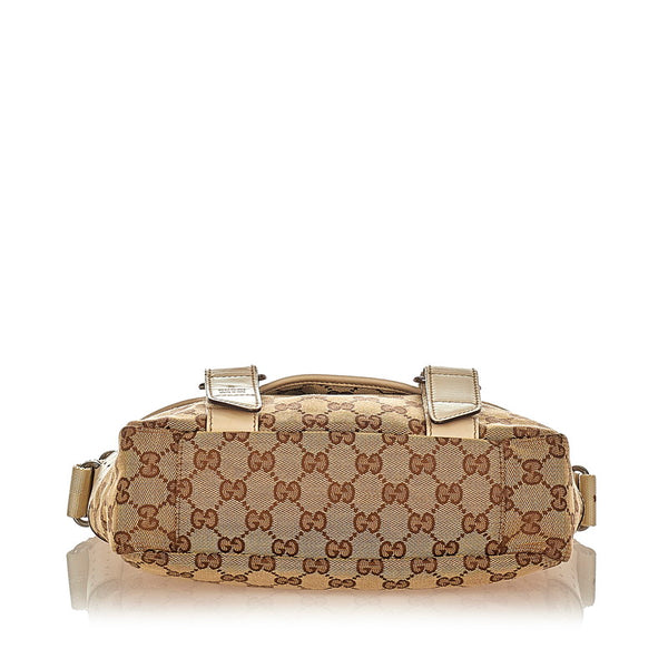 グッチ ＧＧキャンバス 145858 ベージュ ホワイト キャンバス レザー 斜め掛け ショルダーバッグ レディース GUCCI 【中古】