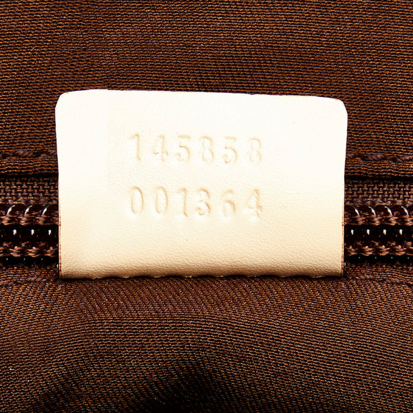 グッチ ＧＧキャンバス 145858 ベージュ ホワイト キャンバス レザー 斜め掛け ショルダーバッグ レディース GUCCI 【中古】