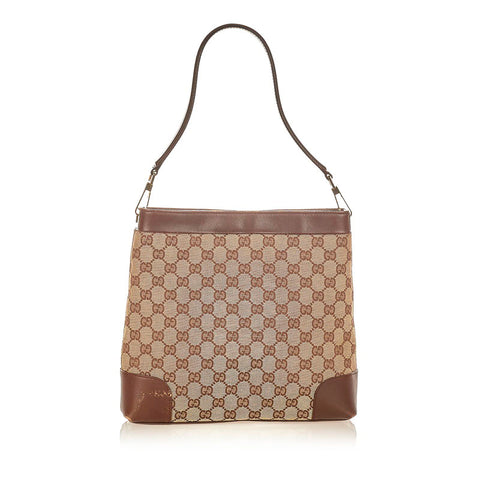 グッチ ＧＧキャンバス 33900 ベージュ ブラウン キャンバス レザー ワンショルダー レディース GUCCI 【中古】