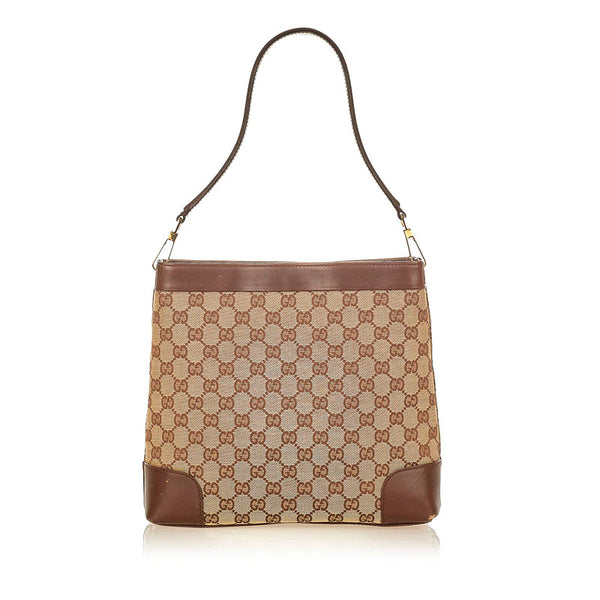 グッチ ＧＧキャンバス 33900 ベージュ ブラウン キャンバス レザー ワンショルダー レディース GUCCI 【中古】