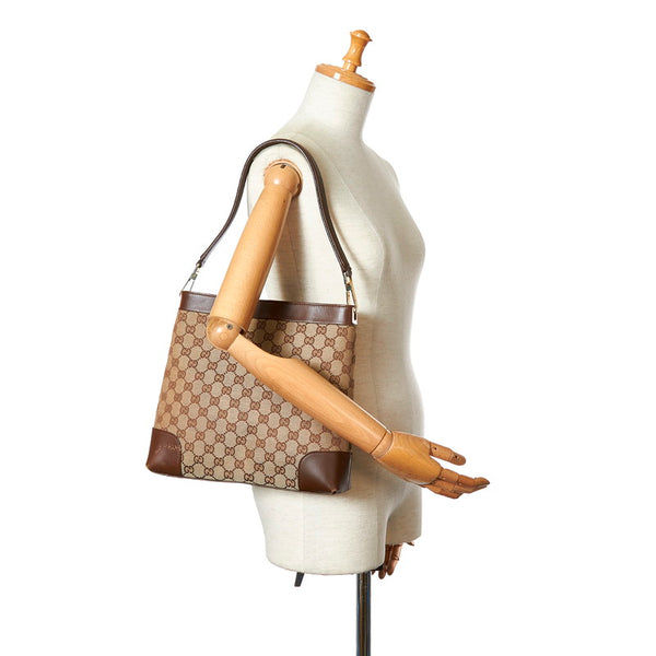 グッチ ＧＧキャンバス 33900 ベージュ ブラウン キャンバス レザー ワンショルダー レディース GUCCI 【中古】