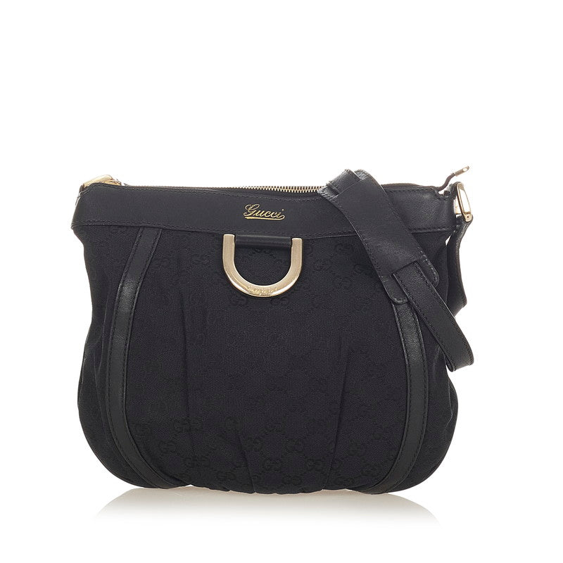 グッチ GGキャンバス アビー 203257 ブラック キャンバス レザー 斜め掛け ショルダーバッグ レディース GUCCI 【中古】