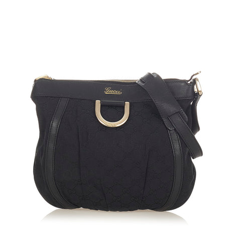 グッチ GGキャンバス アビー 203257 ブラック キャンバス レザー 斜め掛け ショルダーバッグ レディース GUCCI 【中古】