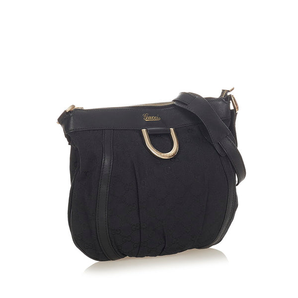 グッチ GGキャンバス アビー 203257 ブラック キャンバス レザー 斜め掛け ショルダーバッグ レディース GUCCI 【中古】