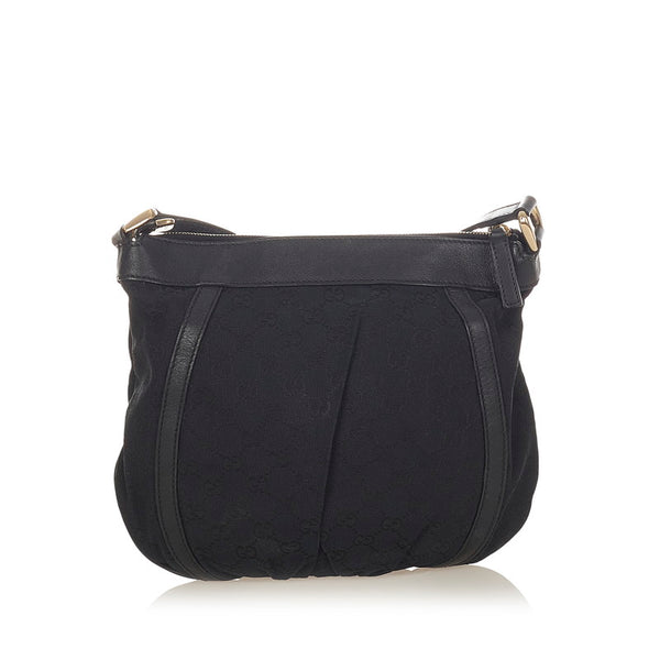 グッチ GGキャンバス アビー 203257 ブラック キャンバス レザー 斜め掛け ショルダーバッグ レディース GUCCI 【中古】