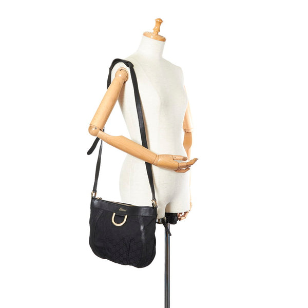 グッチ GGキャンバス アビー 203257 ブラック キャンバス レザー 斜め掛け ショルダーバッグ レディース GUCCI 【中古】