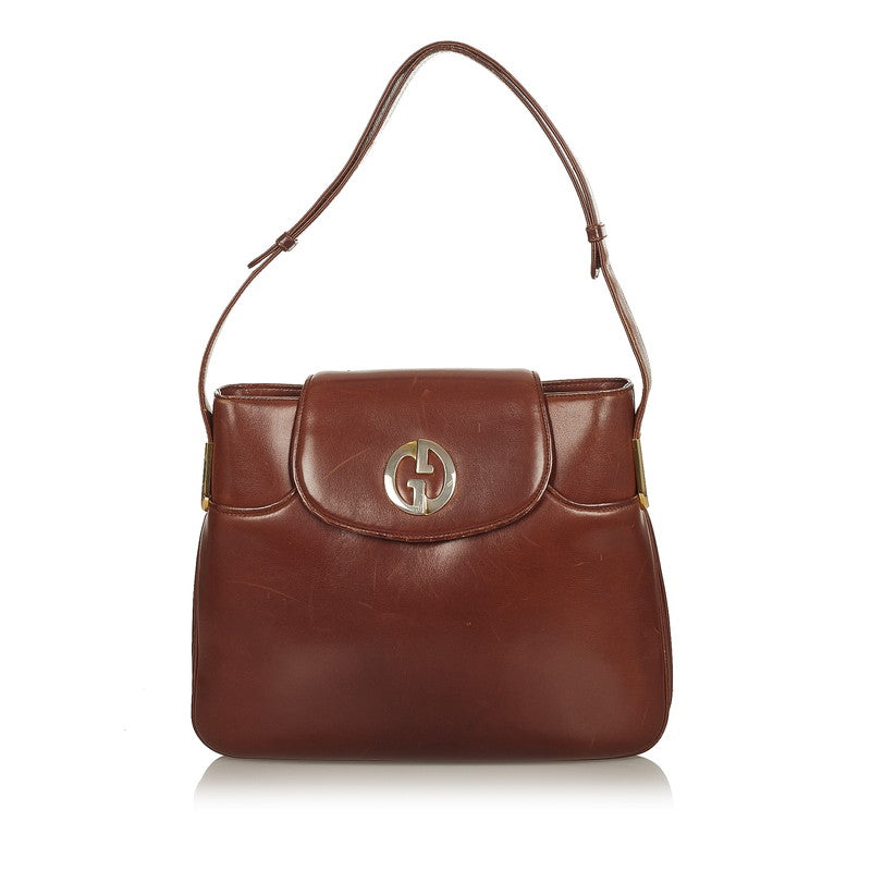 グッチ オールドグッチ ブラウン レザー ショルダーバッグ レディース GUCCI 【中古】